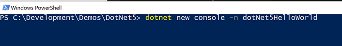 dotnet new console command